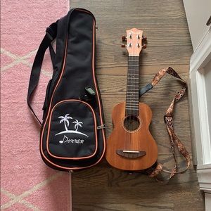Dinner ukulele, Donner case, ukulele strap, tuner